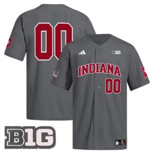 Custom Indiana Hoosiers Baseball Grey Jersey w/ B1G Patch - All Stitched