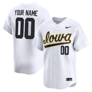 Custom Iowa Hawkeyes Baseball White Limited Jersey - All Stitched