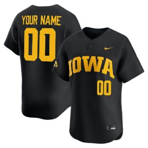 Custom Iowa Hawkeyes Baseball Black Limited Jersey - All Stitched