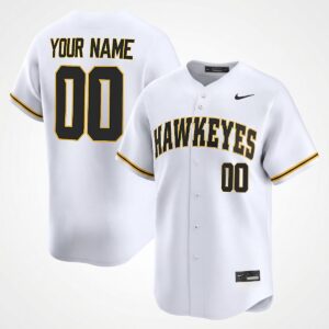Custom Iowa Hawkeyes Baseball Alternate White Limited Jersey - All Stitched