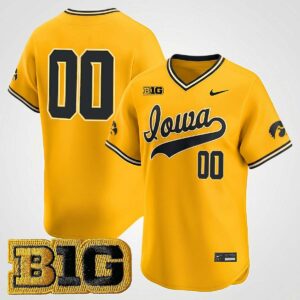 Custom Iowa Hawkeyes Baseball Gold Limited Jersey w/ B1G Patch - All Stitched