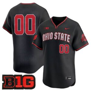 Custom Ohio State Buckeyes Baseball Black Pullover Limited Jersey w/ B1G Patch - All Stitched