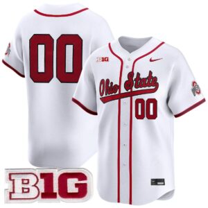 Custom Ohio State Buckeyes Baseball White Vapor Limited Jersey w/ B1G Patch - All Stitched