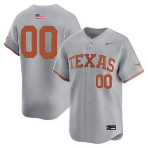 Custom Texas Longhorns Baseball Grey Vapor Limited Jersey - All Stitched
