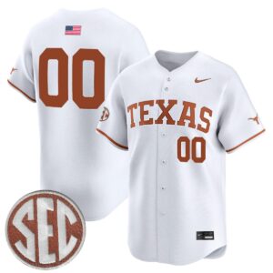 Custom Texas Longhorns Baseball White Vapor Limited Jersey w/ SEC Patch - All Stitched