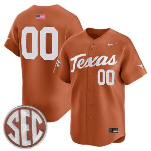 Custom Texas Longhorns Baseball Texas Orange Vapor Limited Jersey w/ SEC Patch - All Stitched