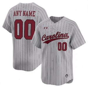 Custom South Carolina Gamecocks Baseball Grey Pinstripe Limited Jersey - All Stitched