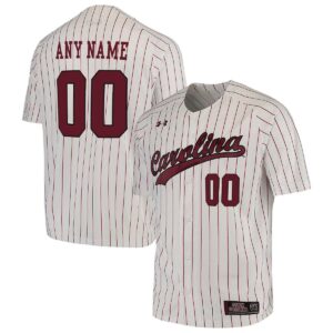 Custom South Carolina Gamecocks Baseball White Pinstripe Game Jersey - All Stitched