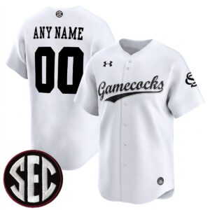 Custom South Carolina Gamecocks Baseball White Limited Jersey w/ SEC Patch - All Stitched