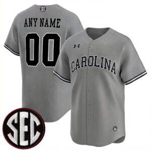 Custom South Carolina Gamecocks Baseball Grey Limited Jersey w/ SEC Patch - All Stitched