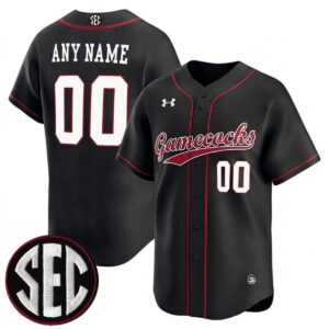 Custom South Carolina Gamecocks Baseball Black Limited Jersey w/ SEC Patch - All Stitched