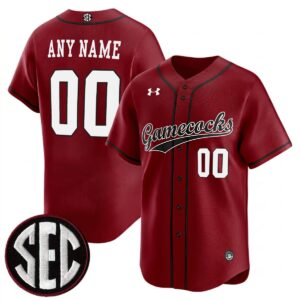 Custom South Carolina Gamecocks Baseball Garnet Limited Jersey w/ SEC Patch - All Stitched
