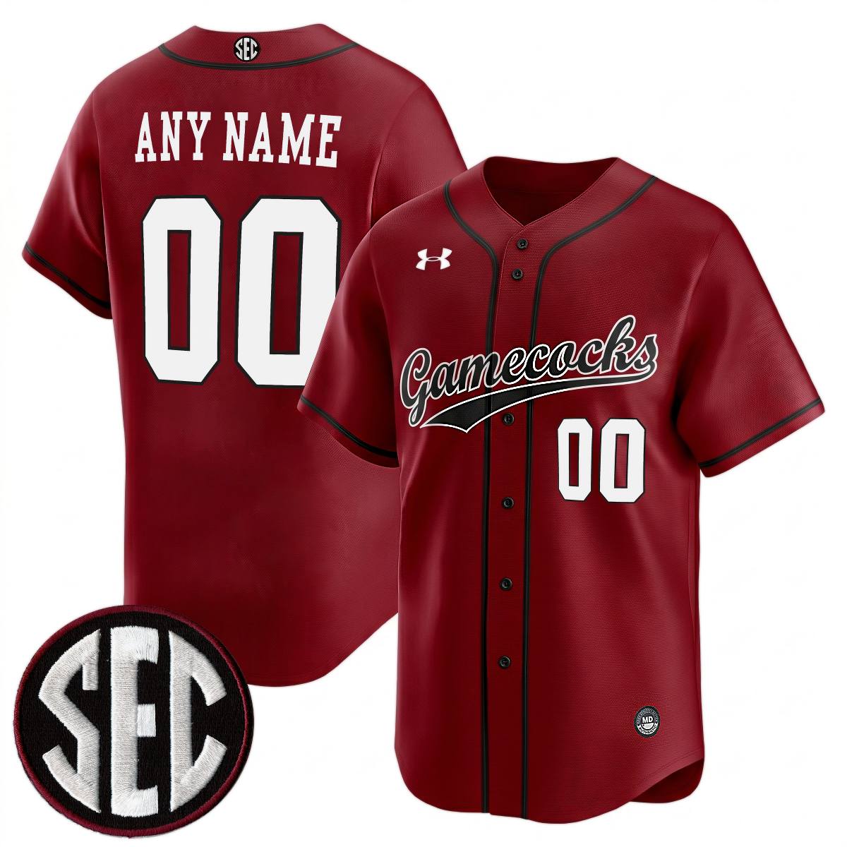 Custom South Carolina Gamecocks Baseball Garnet Limited Jersey w/ SEC Patch - All Stitched