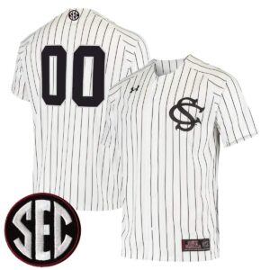 Custom South Carolina Gamecocks Baseball White Performance Game Jersey w/ SEC Patch - All Stitched