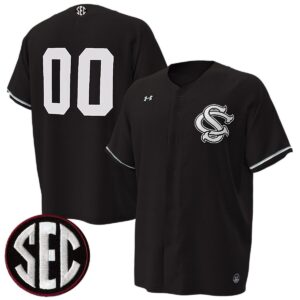 Custom South Carolina Gamecocks Baseball Black Performance Game Jersey w/ SEC Patch - All Stitched