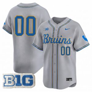 Custom UCLA Bruins Baseball Grey Limited Jersey w/ B1G Patch - All Stitched