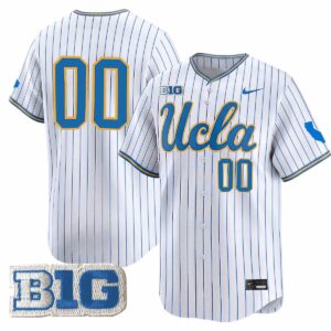 Custom UCLA Bruins Baseball White Pinstripe Limited Jersey w/ B1G Patch - All Stitched