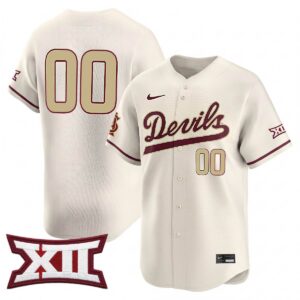 Custom Arizona State Sun Devils Baseball Cream Limited Jersey w/ XII Patch - All Stitched