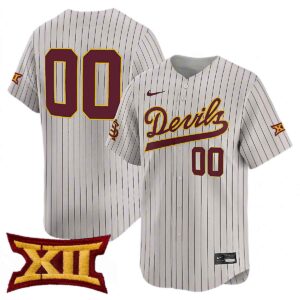 Custom Arizona State Sun Devils Baseball Grey Pinstripe Limited Jersey w/ XII Patch - All Stitched