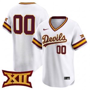 Custom Arizona State Sun Devils Baseball White Pullover Limited Jersey w/ XII Patch - All Stitched