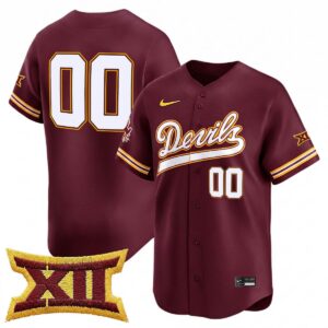 Custom Arizona State Sun Devils Baseball Maroon Limited Jersey w/ XII Patch - All Stitched