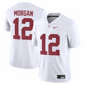 Red Morgan Alabama Crimson Tide Football White Game Jersey - All Stitched