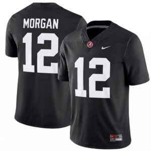 Red Morgan Alabama Crimson Tide Football Black Game Jersey - All Stitched