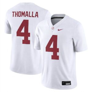 Jett Thomalla Alabama Crimson Tide Football White Game Jersey - All Stitched