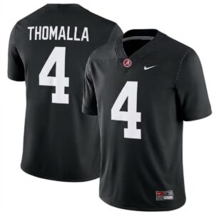 Jett Thomalla Alabama Crimson Tide Football Black Game Jersey - All Stitched