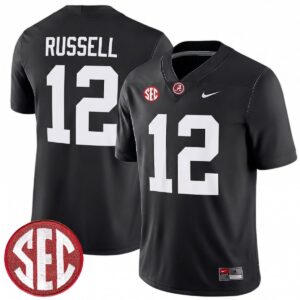 Keelon Russell Alabama Crimson Tide Football Black Game Jersey w/ SEC Patch - All Stitched