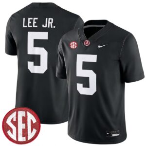 Dijon Lee Jr. Alabama Crimson Tide Football Black Game Jersey w/ SEC Patch - All Stitched