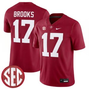 Lotzeir Brooks Alabama Crimson Tide Football Crimson Game Jersey w/ SEC Patch - All Stitched