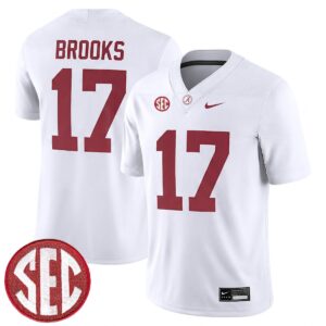 Lotzeir Brooks Alabama Crimson Tide Football White Game Jersey w/ SEC Patch - All Stitched