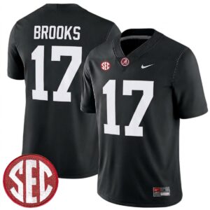 Lotzeir Brooks Alabama Crimson Tide Football Black Game Jersey w/ SEC Patch - All Stitched