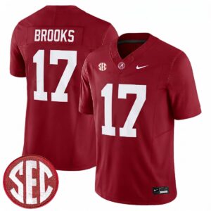 Lotzeir Brooks Alabama Crimson Tide Football Crimson Limited Jersey w/ SEC Patch - All Stitched