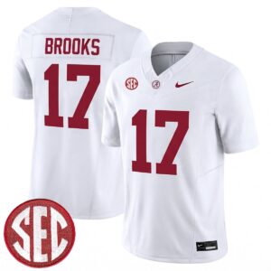 Lotzeir Brooks Alabama Crimson Tide Football White Limited Jersey w/ SEC Patch - All Stitched