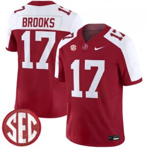 Lotzeir Brooks Alabama Crimson Tide Football Alternate Crimson Limited Jersey w/ SEC Patch - All Stitched