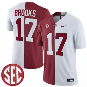 Lotzeir Brooks Alabama Crimson Tide Football Alternate Crimson White Split Limited Jersey w/ SEC Patch - All Stitched