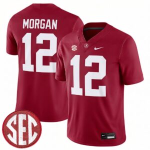 Red Morgan Alabama Crimson Tide Football Crimson Game Jersey w/ SEC Patch - All Stitched