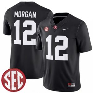 Red Morgan Alabama Crimson Tide Football Black Game Jersey w/ SEC Patch - All Stitched