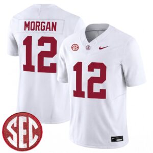 Red Morgan Alabama Crimson Tide Football White Limited Jersey w/ SEC Patch - All Stitched