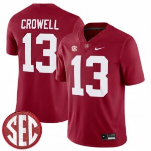 EJ Crowell Alabama Crimson Tide Football Crimson Game Jersey w/ SEC Patch - All Stitched