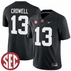 EJ Crowell Alabama Crimson Tide Football Black Game Jersey w/ SEC Patch - All Stitched