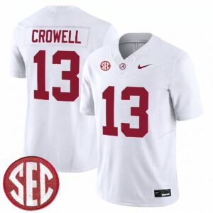 EJ Crowell Alabama Crimson Tide Football White Limited Jersey w/ SEC Patch - All Stitched