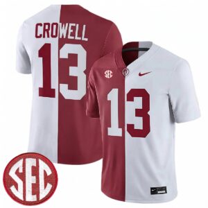 EJ Crowell Alabama Crimson Tide Football Alternate Crimson White Split Limited Jersey w/ SEC Patch - All Stitched
