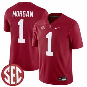 Cederian Morgan Alabama Crimson Tide Football Crimson Game Jersey w/ SEC Patch - All Stitched