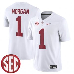 Cederian Morgan Alabama Crimson Tide Football White Game Jersey w/ SEC Patch - All Stitched