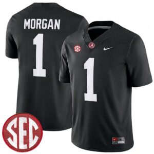 Cederian Morgan Alabama Crimson Tide Football Black Game Jersey w/ SEC Patch - All Stitched