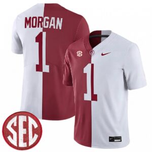 Cederian Morgan Alabama Crimson Tide Football Alternate Crimson White Split Limited Jersey w/ SEC Patch - All Stitched