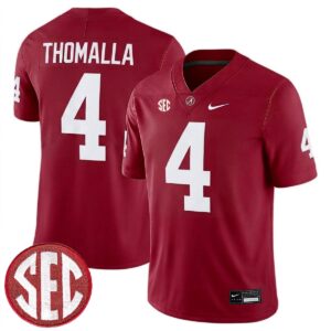 Jett Thomalla Alabama Crimson Tide Football Crimson Game Jersey w/ SEC Patch - All Stitched